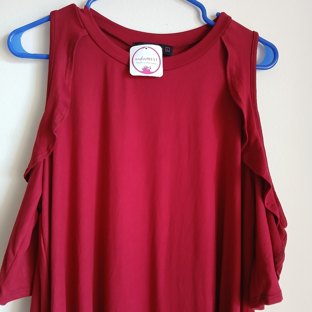 NWT Sheila Rose Nadine West Dress Cold Shoulder Red Size Large